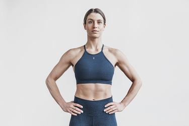 Nobull Halter Matte Women's Sports Bras Dark Blue | Australia (AZ4367)